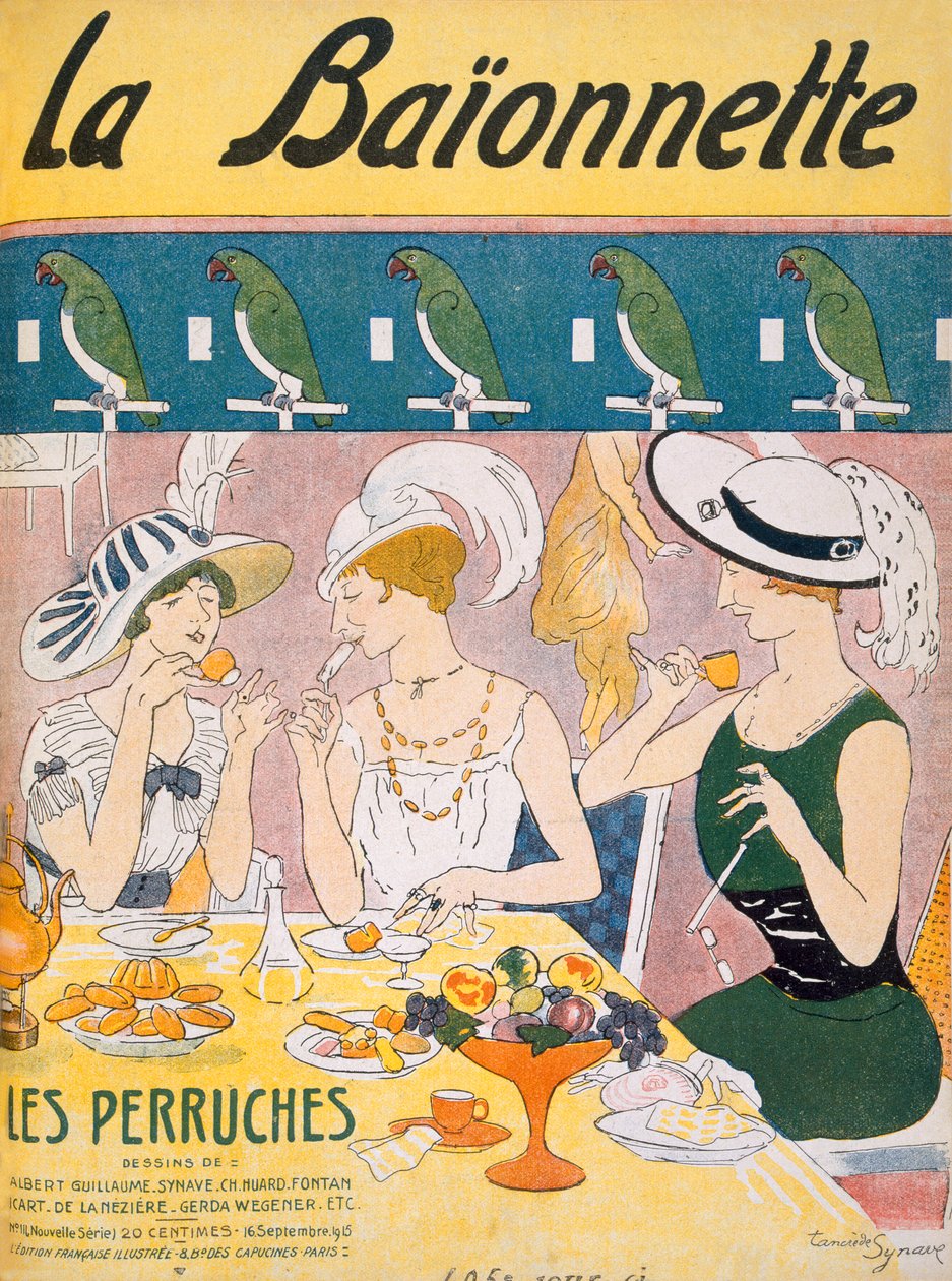Omslagsillustration från La Baionnette magazine, 1914-18 av French School