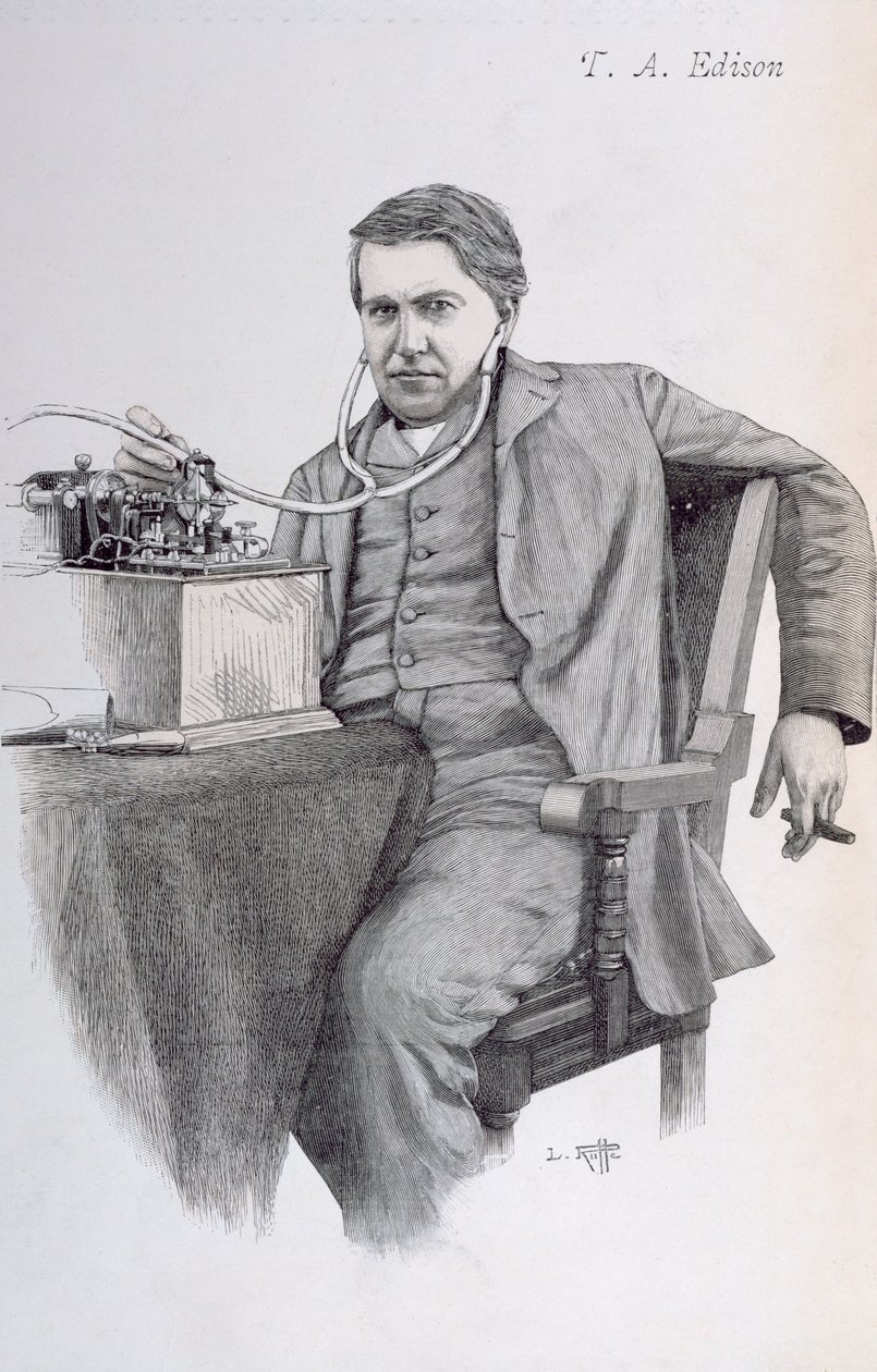 Omslagsillustration av La Revue Illustree föreställande Thomas Alva Edison, 1889 av French School