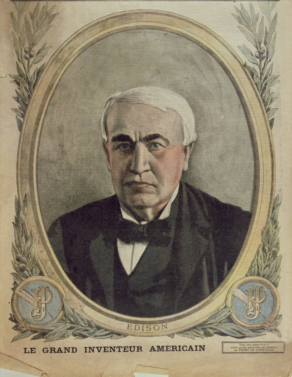 Omslagsillustration av Le Petit Journal föreställande Thomas Alva Edison, 1917 av French School