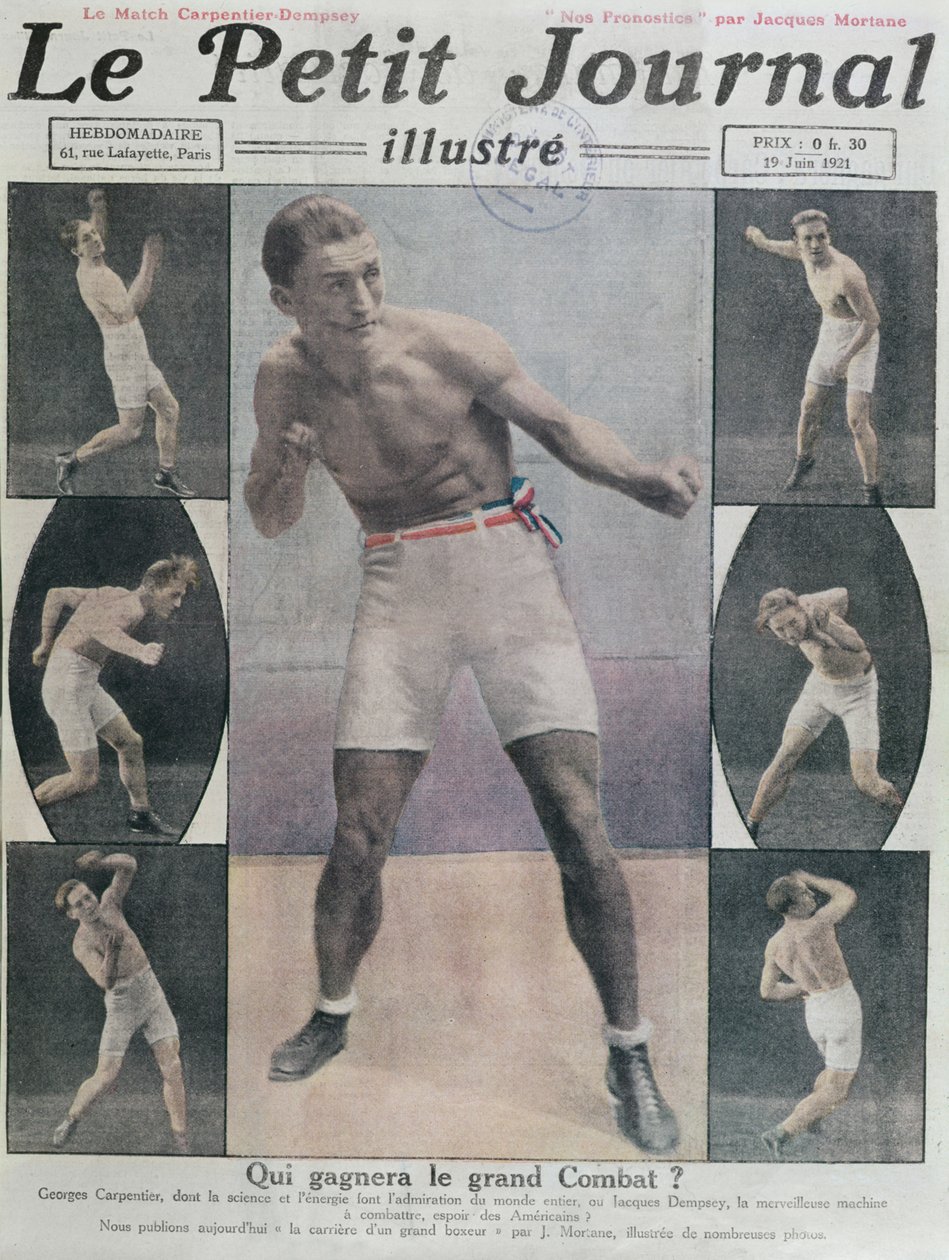 Omslag till Le Petit Journal med kampen mellan Carpentier och Dempsey, 1921 av French School