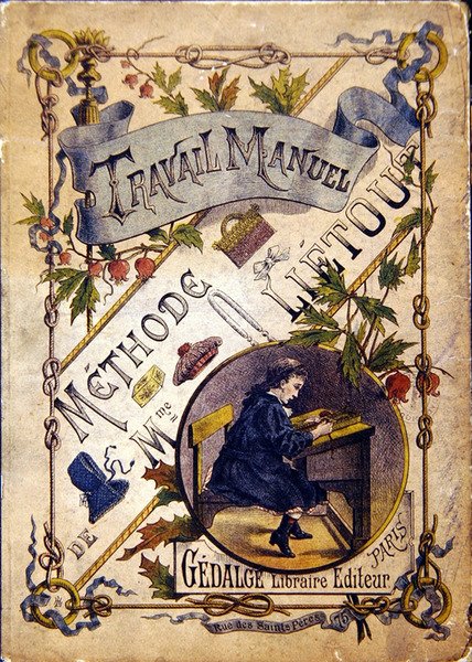 Omslag till skolbok, slutet av artonhundratalet (färg litho) av French School