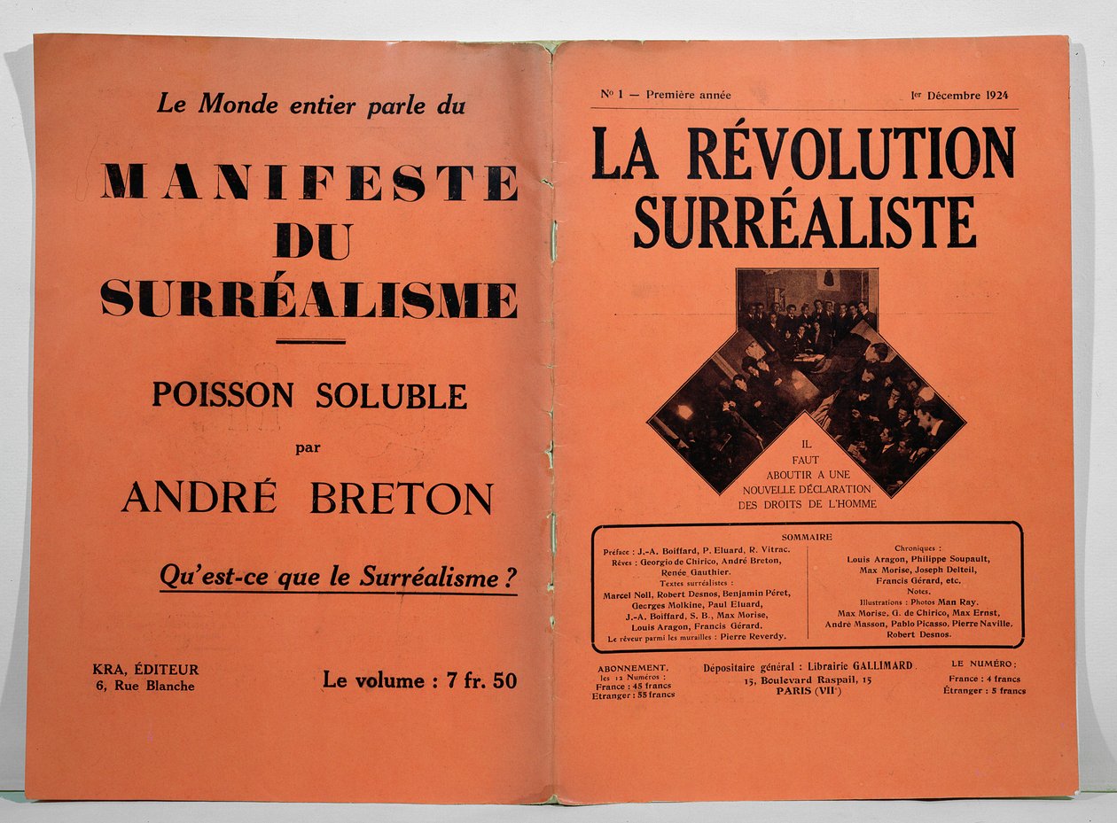 Omslag till första numret av tidskriften La Revolution Surrealiste, 1 december 1924 av French School
