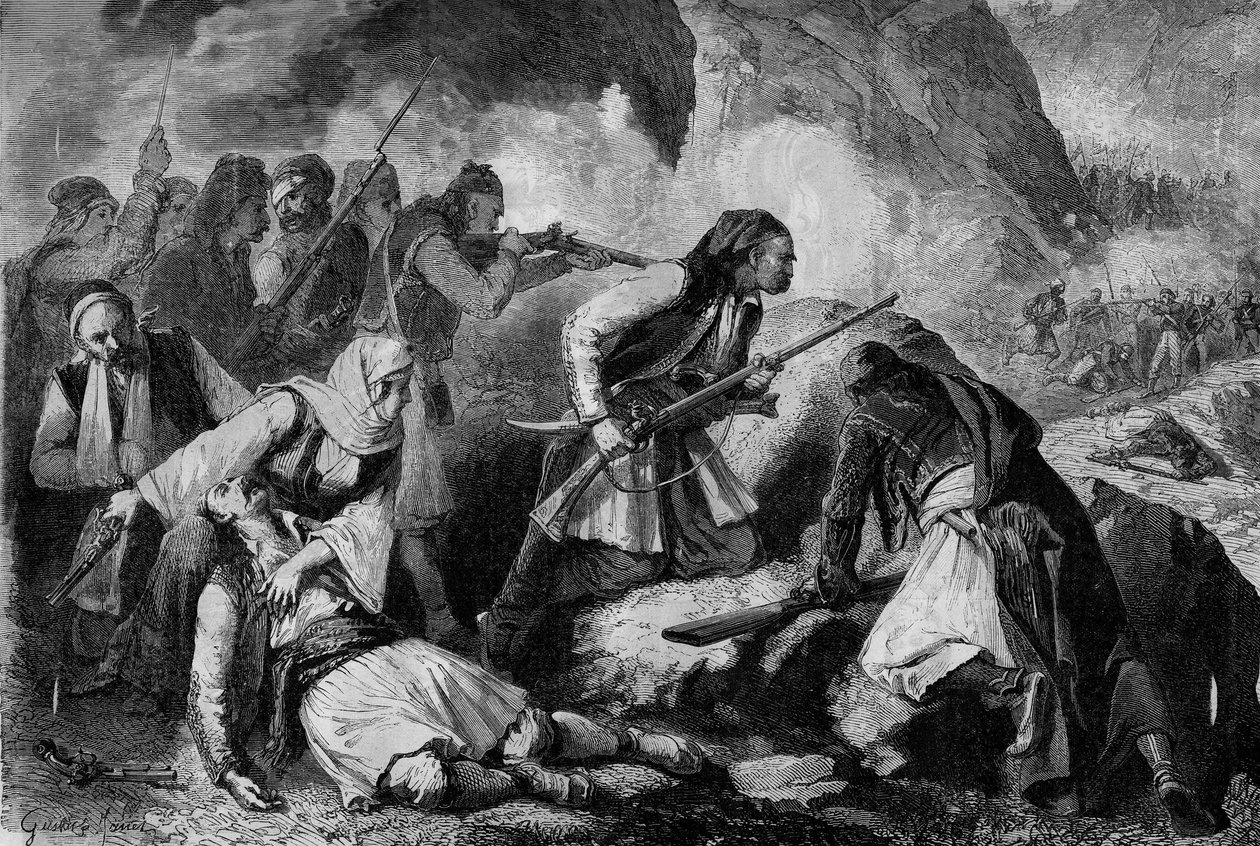 Kretensiskt uppror (1866-1869), den kretensiska befolkningens uppror mot den osmanska ockupationen: engagemang mellan candioterna (invånare på ön Candia eller Kreta) och turkarna av French School