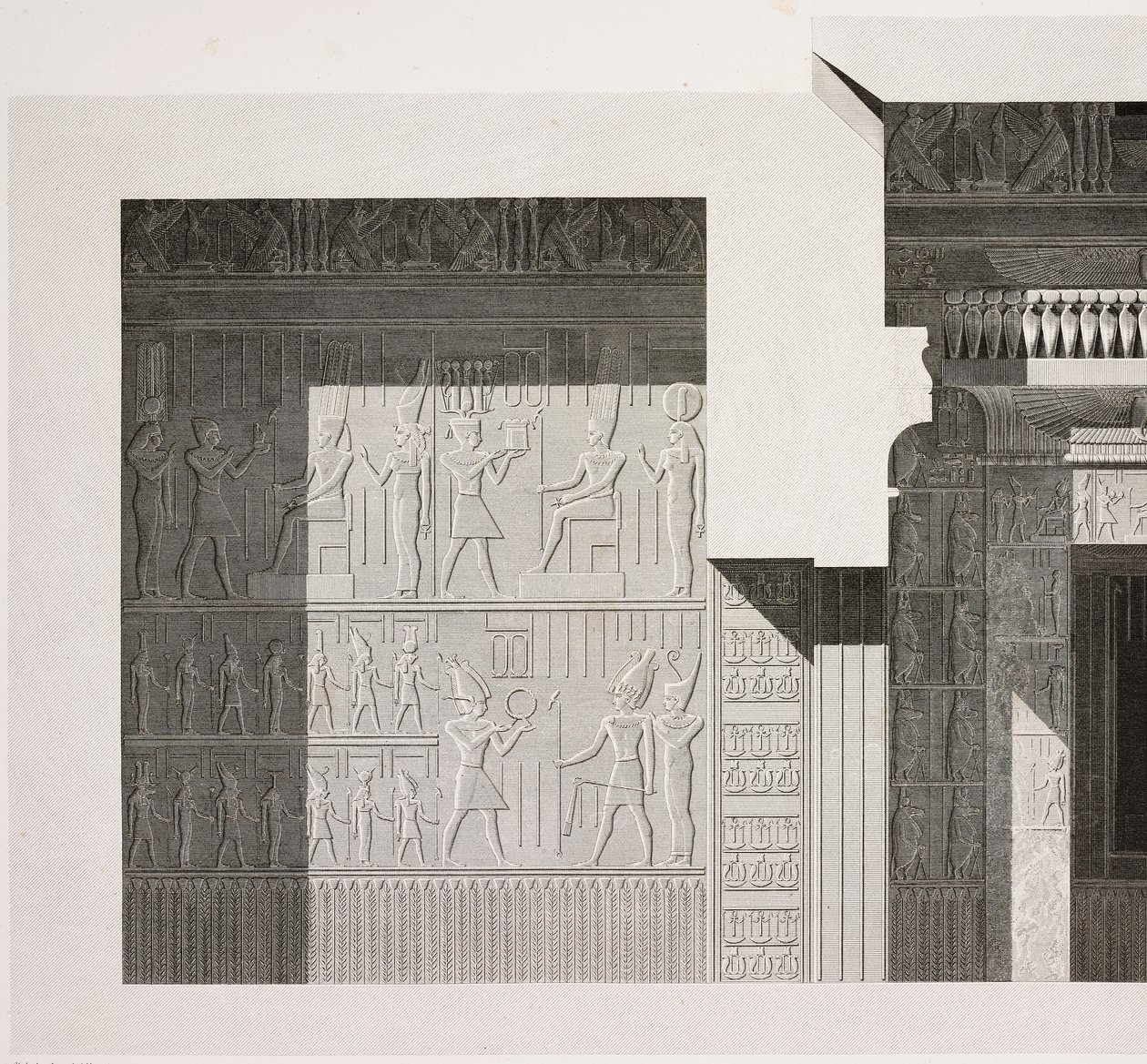Tvärsnitt av det lilla södra templet, detalj, Karnaks tempelkomplex, Thebe, Luxor, Egypten av French School