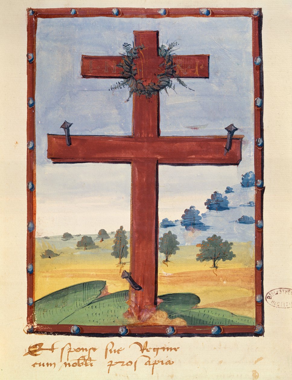 Korset av Lorraine, miniatyr från ett manuskript som rör René II (1451-1508) hertig av Lorraine av French School