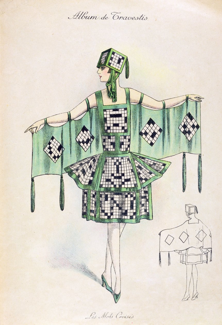 Crossword Fancy Dress-dräkt, ca 1920 av French School