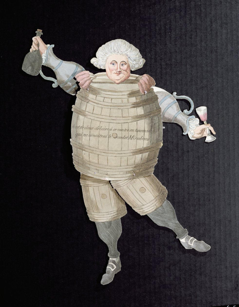 Utskärning av Louis Riqueti (1754-92) Viscount of Mirabeau, med smeknamnet Mirabeau-Tonneau (tunna) c.1790 (färgstick) (se även 191400) av French School