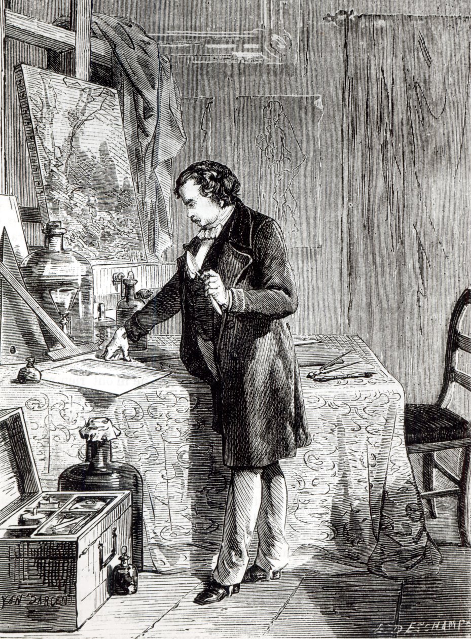 Daguerre upptäcker ljuskänsligheten hos silverjodid 1831 av French School