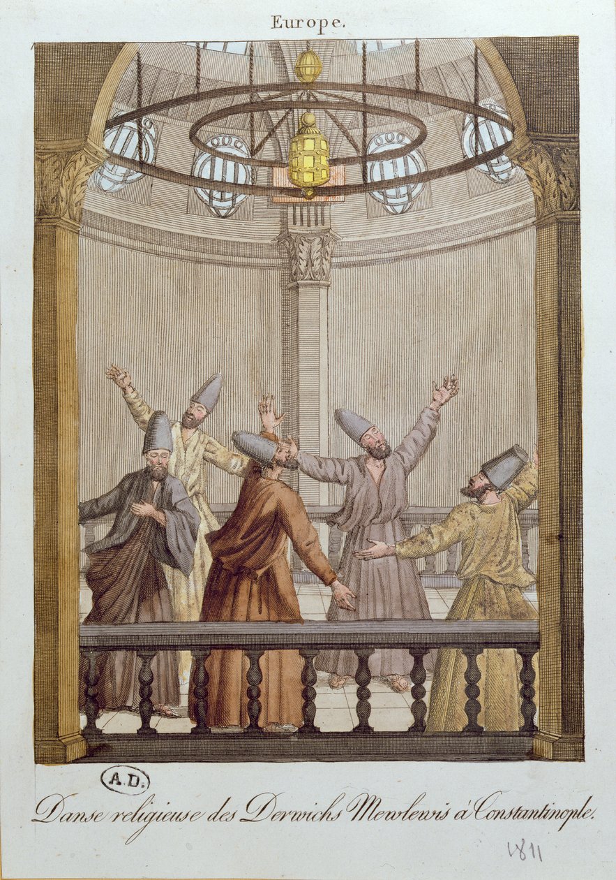 Dans av Mewlewis-dervischerna i Konstantinopel, 1811 av French School