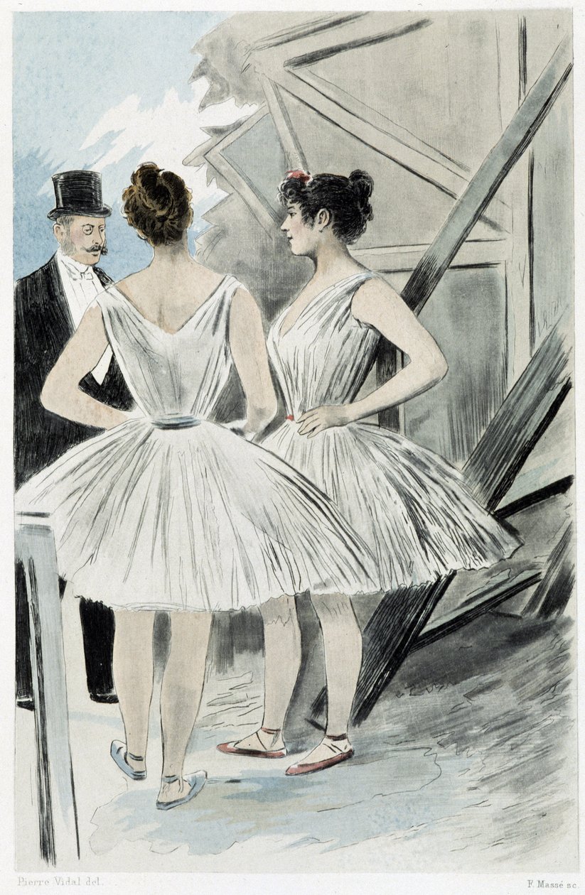 Dansare bakom teaterns kulisser - i "" Nos contemporains"" av Octave Uzanne av French School