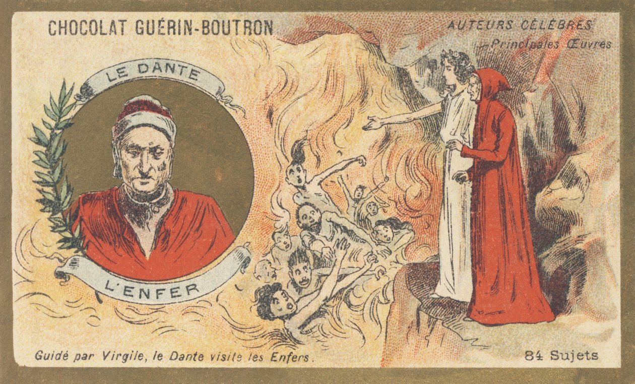 Dante Alighieri, känd som "Dante" (1265-1321), florentinsk poet, författare, tänkare och politiker, författare till "Helvete" av French School