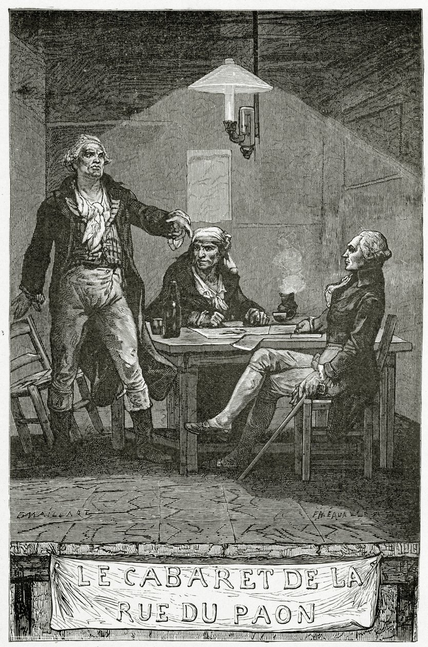 Danton, Marat, Robespierre - illustration från Quatre Vingt Treize, 1800-talet (bw gravyr) av French School