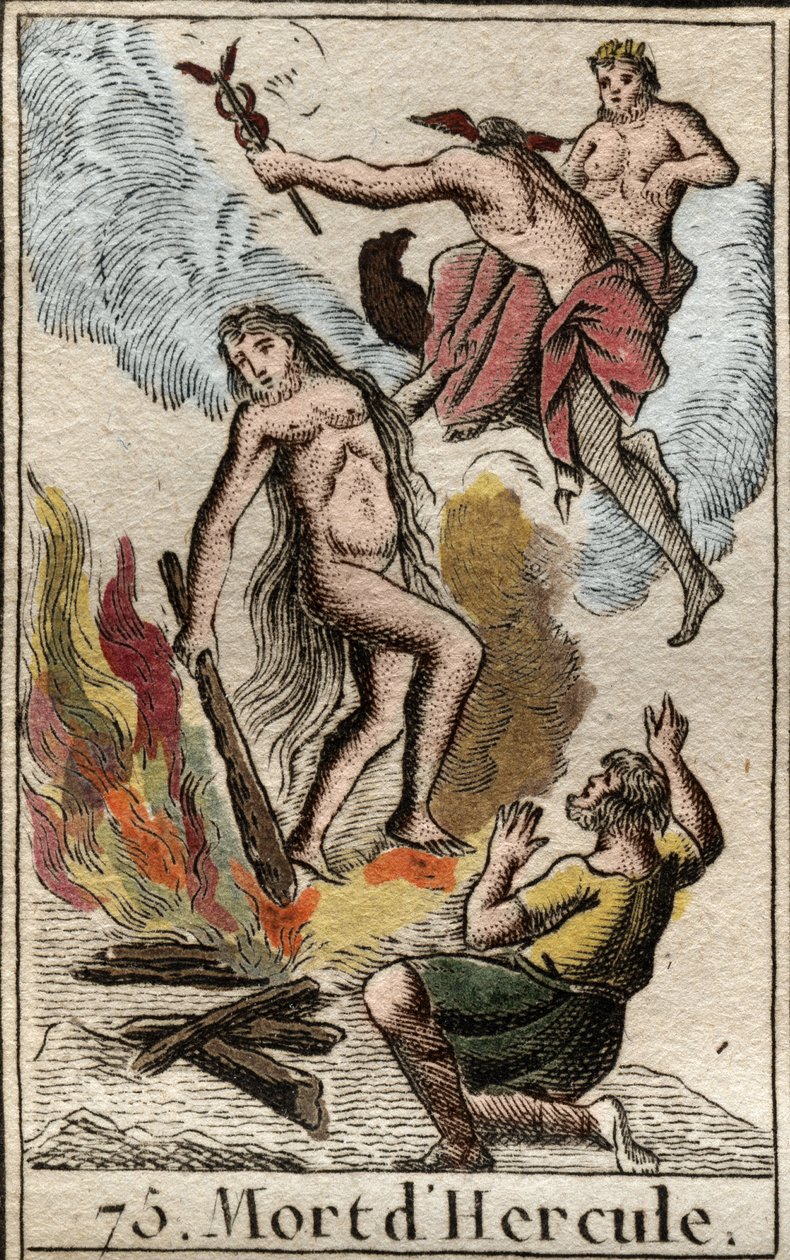 Herkules död och apoteos (Herakles) Från "Mythologie de la jeunesse" av Pierre Blanchard 1803. av French School