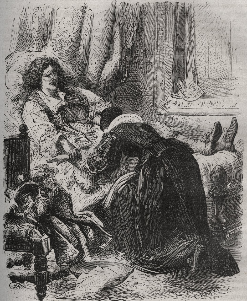 Jean Baptiste (Jean-Baptiste) Poquelins död, dit Moliere (1622-1673), 17 februari av French School