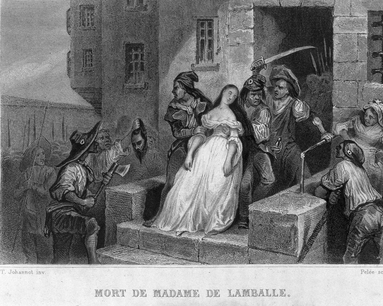 Död av Marie Therese av Savoie Carignan (1749-1792), prinsessan av Lamballe (1792) - i "Franska revolutionen" av Thiers. 1800-talet av French School