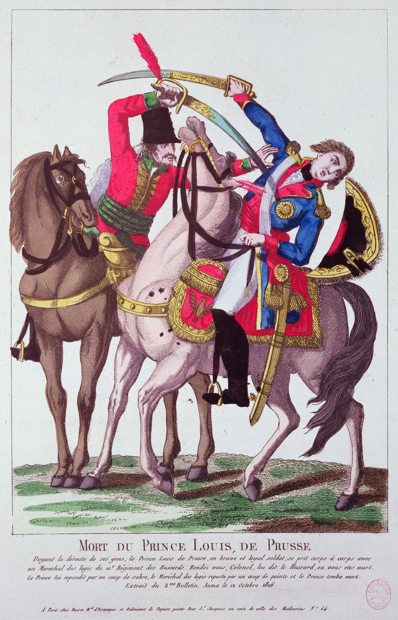 Prins Ludvig av Preussen död den 10 oktober 1806 av French School