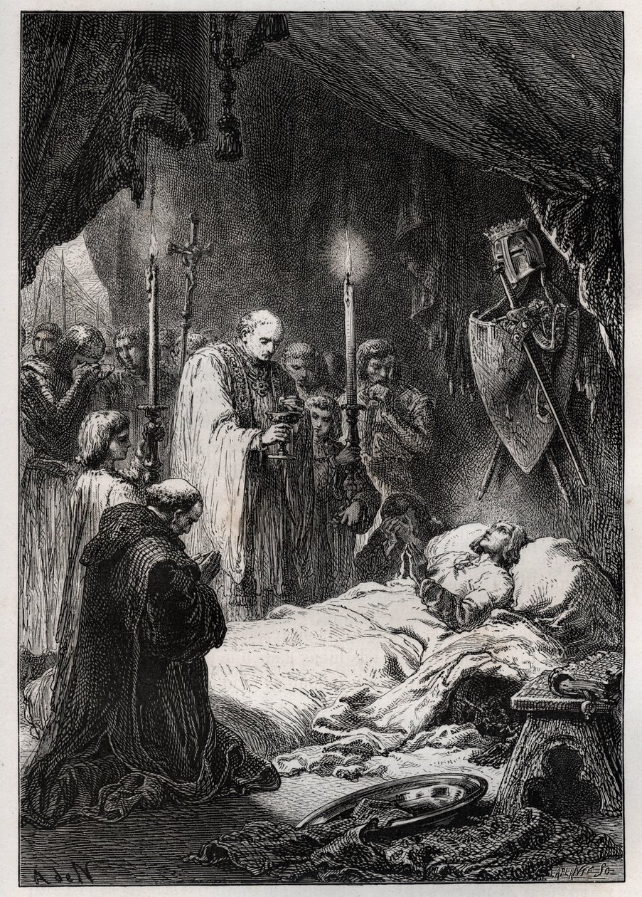 Saint Louis a Tunis död den 25 augusti 1270 - St Louis död"" (under det 7:e korståget, den 25 augusti 1270) - gravyr från "" L
