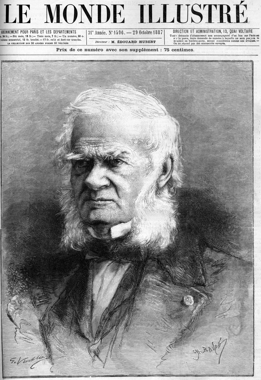 Akademikern Auguste Cuvillier Fleury (1802-1887) (Cuvillier-Fleury) död i "The Illustrous World"" den 29 oktober av French School