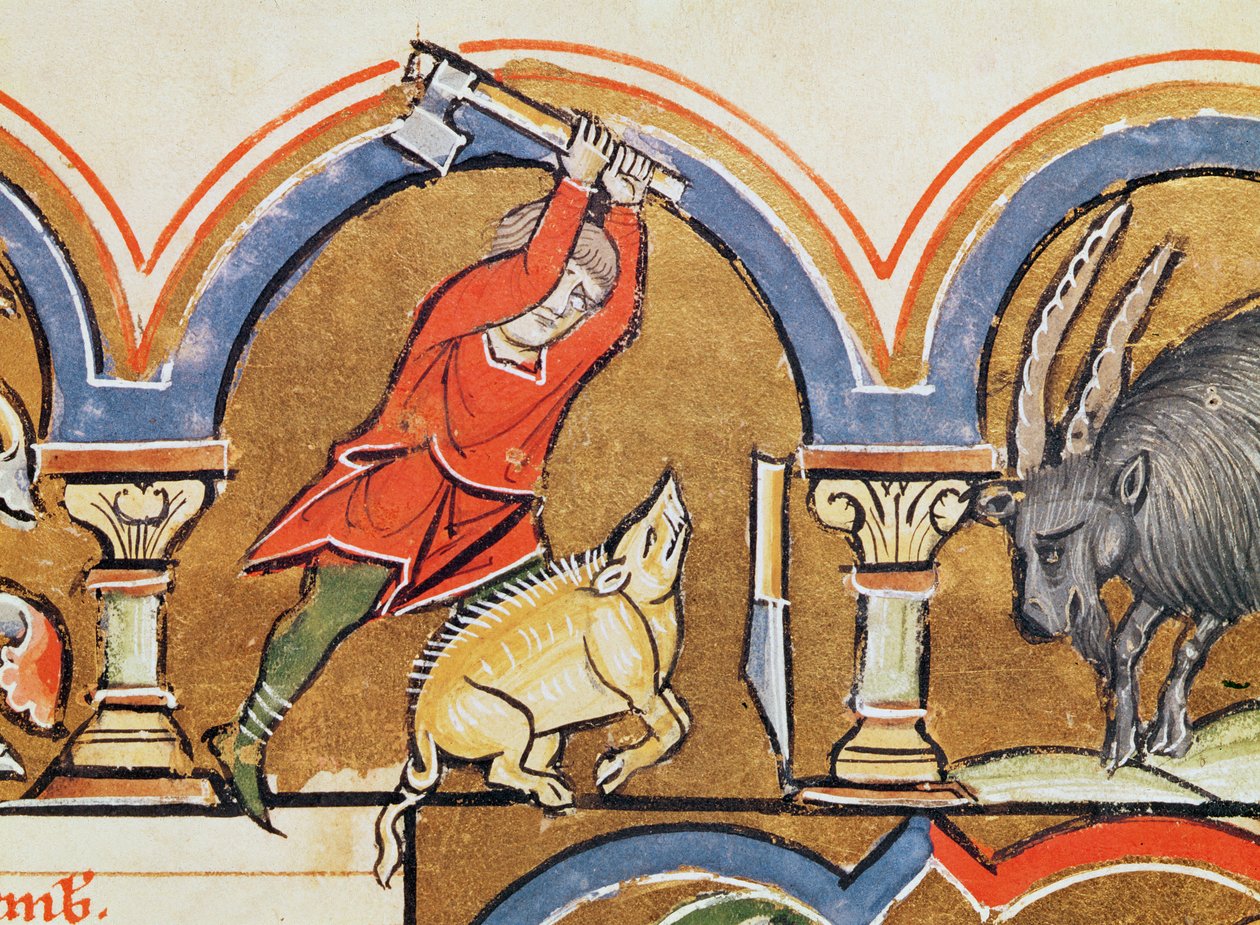 December, Offer av en gris, från den heliga Elisabeths psalter av French School