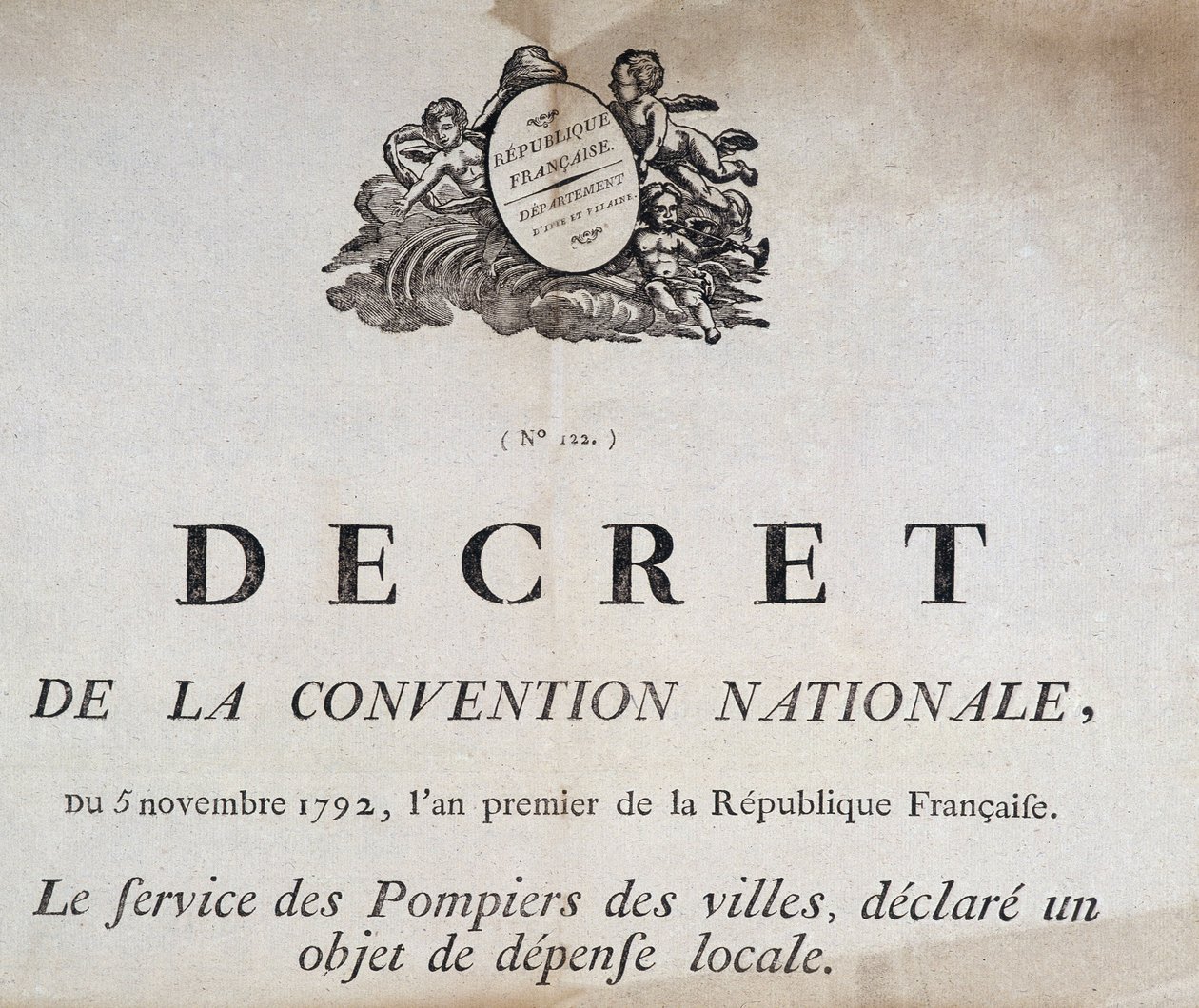 Dekret av rikskonventionen den 5 november 1792 om stadsbrandmän av French School
