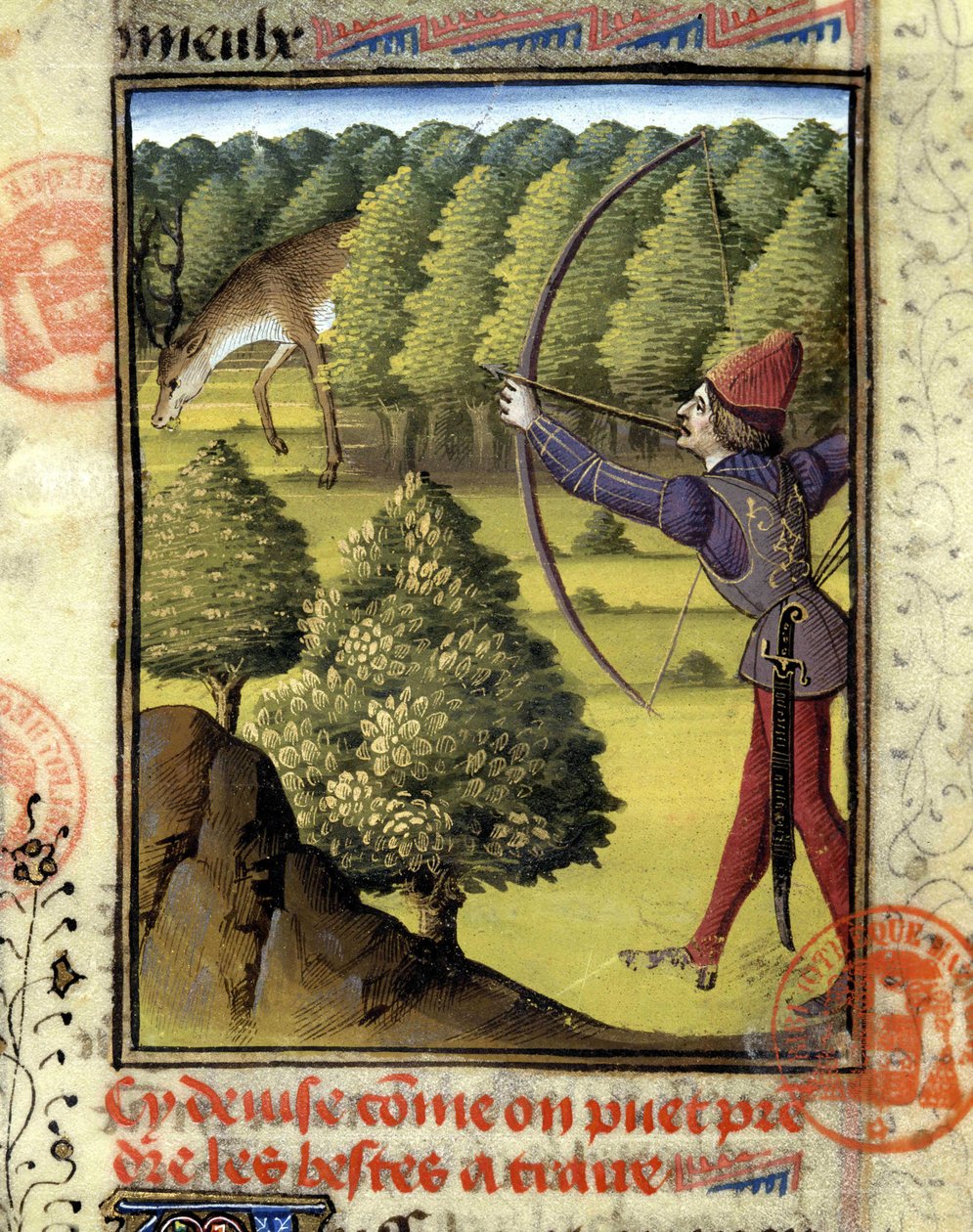 Rådjursjakt - i "" Jaktbok av Gaston Phoebus, greve av Foix, Lord of Béarn"" av French School