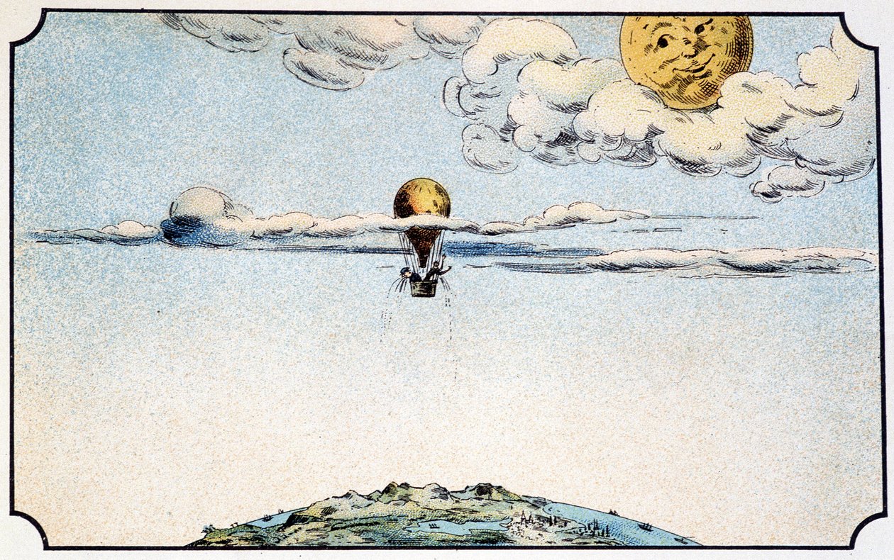 Avresa till månen i en ballong - i "" Voyage dans la lune"" av A. från Ville-d