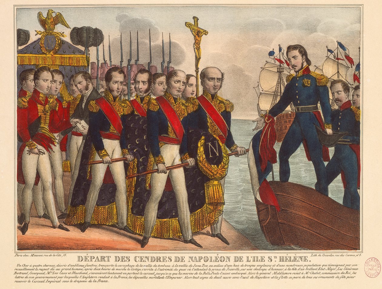 Avgång av Napoleons aska från ön St. Helene av French School