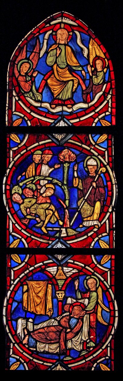 Föreställande Kristus och St Martin, 3 scener från kyrkan i Varennes-Jarcy av French School
