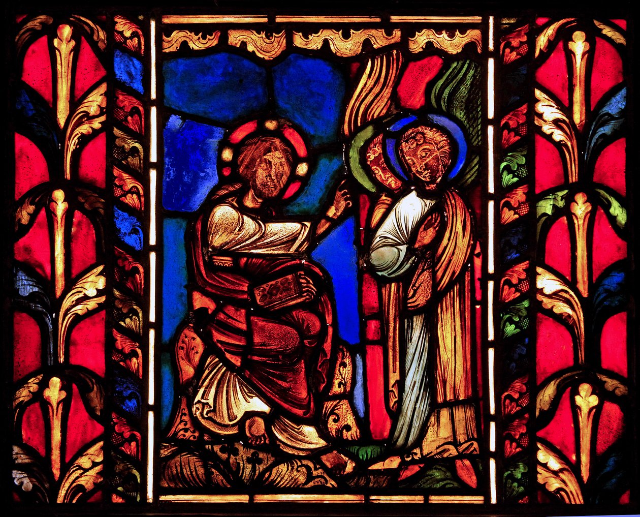 Visar Kristus med änglar (efter frestelsen?), ex Troyes katedral av French School
