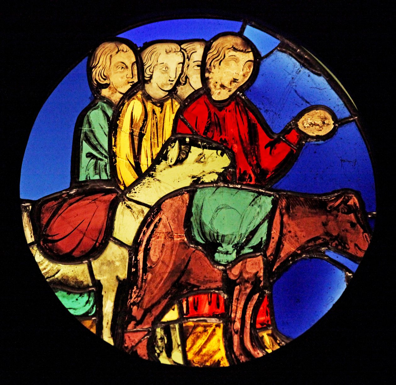 Föreställande Jacob och hans söner reser till Egypten ex Ste Chapelle av French School