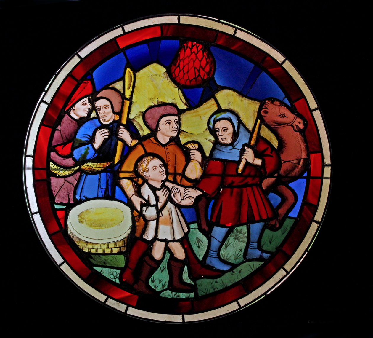 Visar Joseph som säljs av sina bröder, ex Ste Chapelle, Bay N av French School