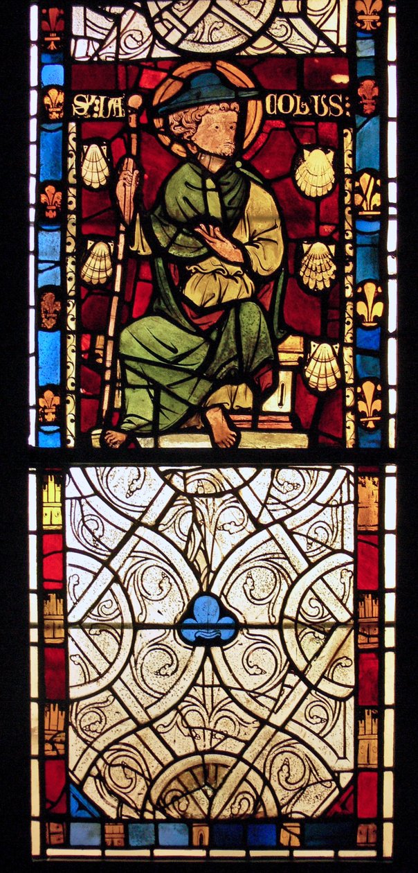 Föreställande St James: grisaille från Chapelle du Chateau, Rouen? av French School