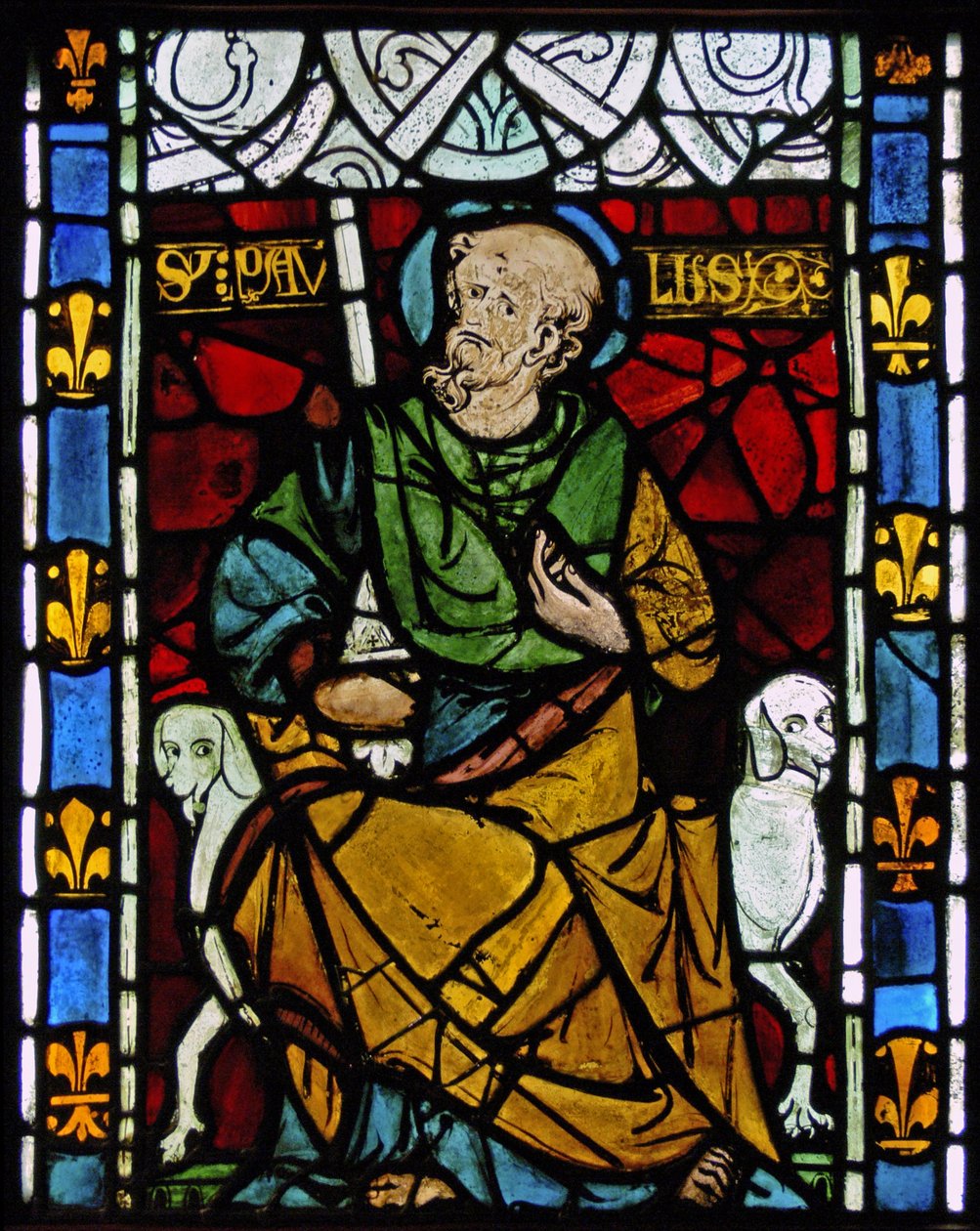 Avbildar St Paul: grisaille från Chapelle du Chateau, Rouen? av French School