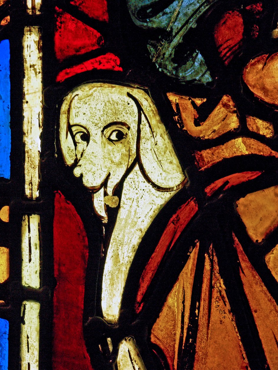 Föreställande en hund - i St Paul-panelen från Chapelle du Chateau, Rouen? av French School