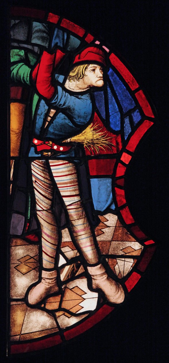 Avbildar en torterare; ursprungligen från St Chapelle där det introducerades i c.1500; det är ett bra exempel på venetianskt glas av French School