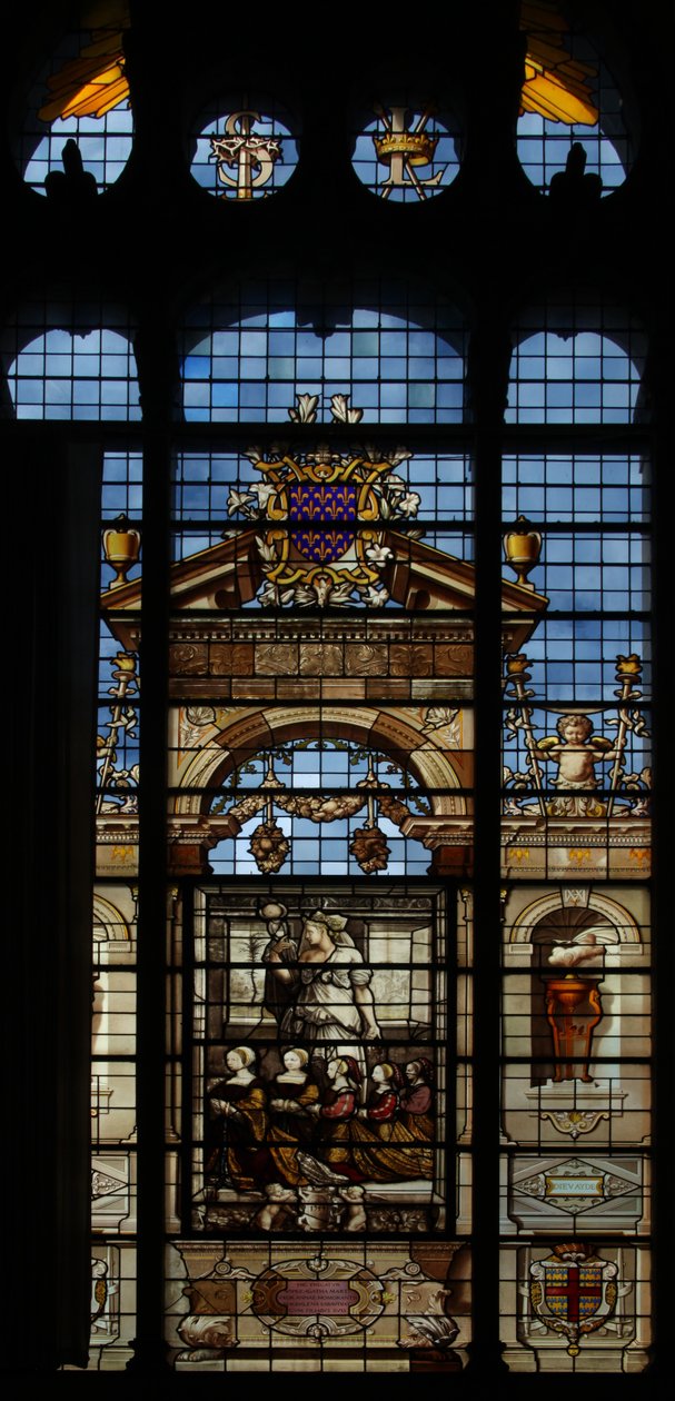 Föreställande det norra fönstret i kapellet vid Château de Chantilly av French School