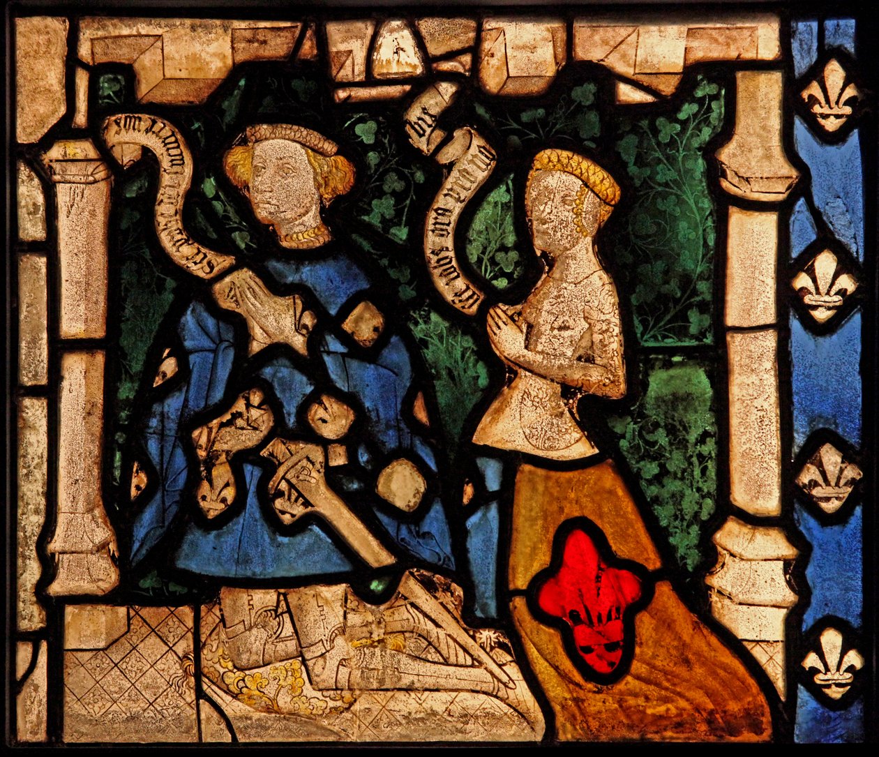 Avbildar två dörrar, ursprungligen från Church of Betton, Bretagne av French School
