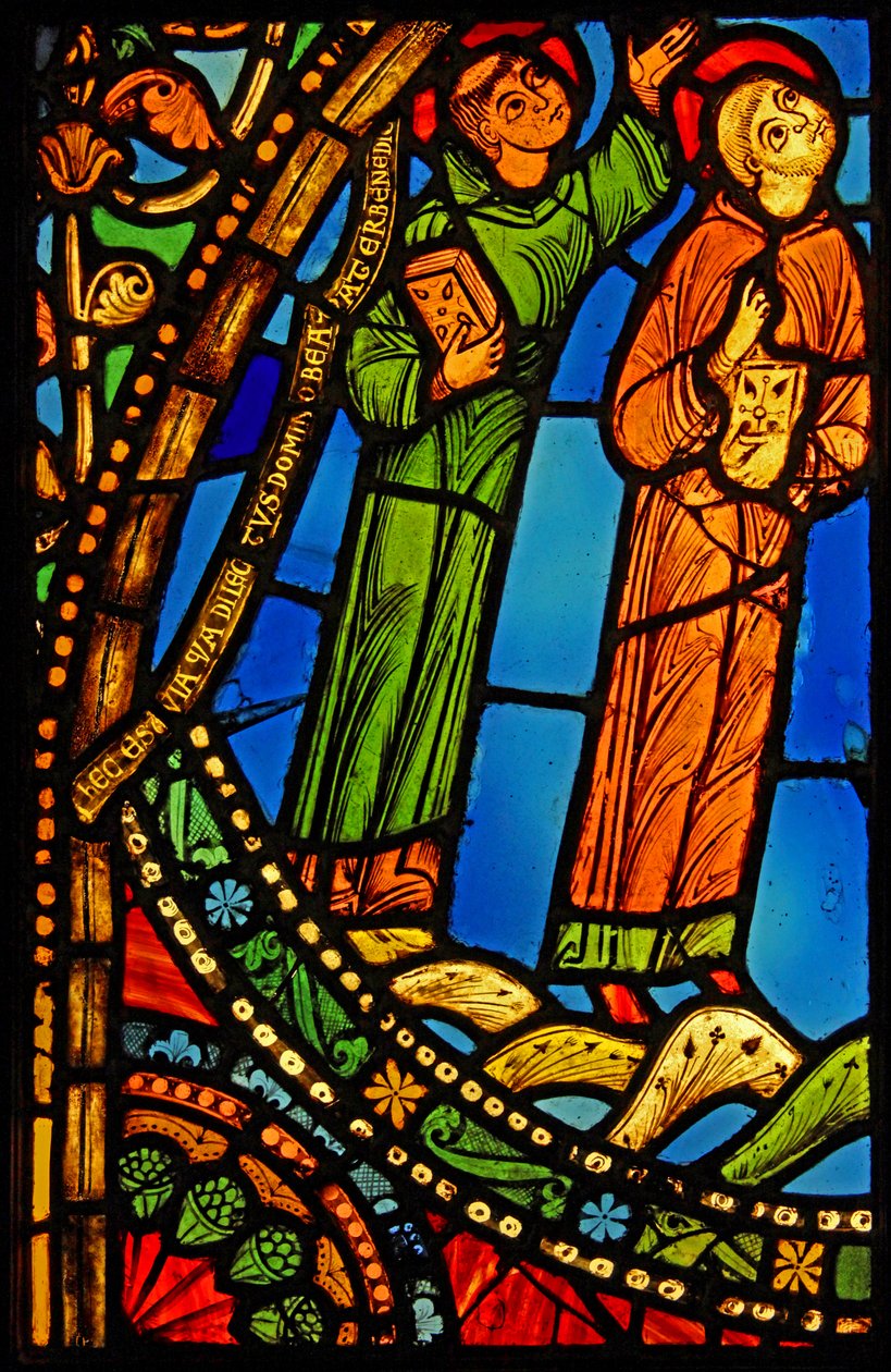 Föreställande två munkar vid himmelsfärden av St. Benedictus; ex St Denis av French School