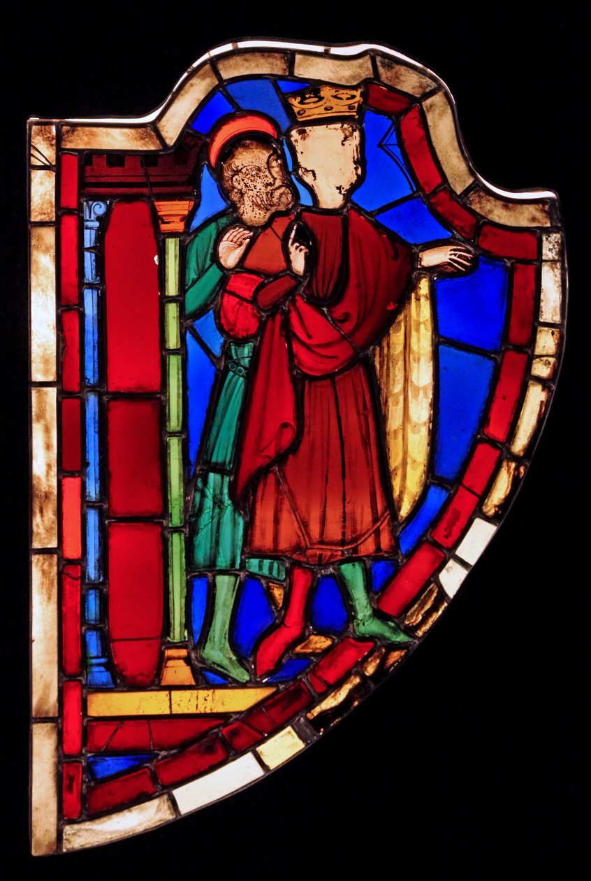Föreställer två personer, ex Ste Chapelle (Bay C, Esther-fönstret) av French School
