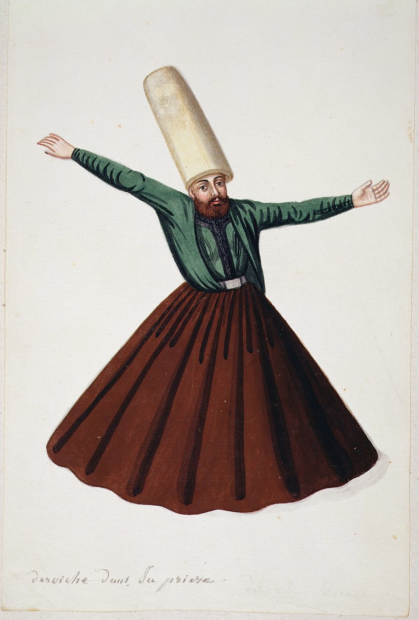 Dervisch i bön, ottomansk tid, tredje kvartalet av 1700-talet (wc på papper) av French School