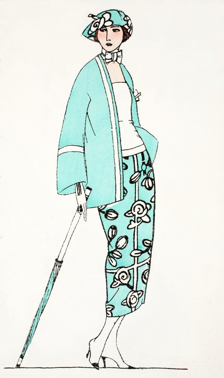 Design for a Day Dress c 1919 (pochoir-tryck) av French School