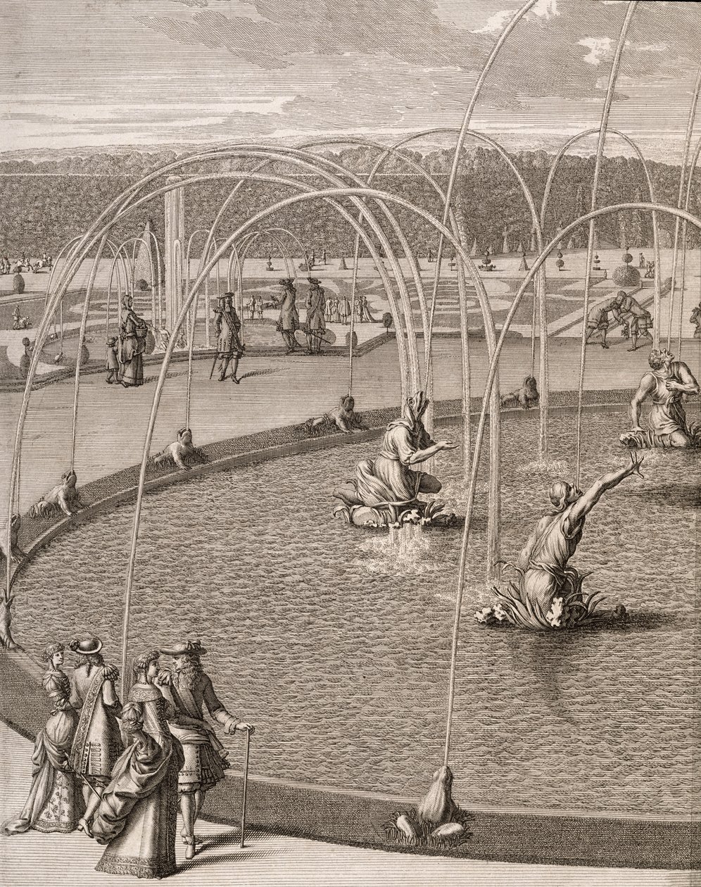 Detalj av fontänen av Diana och Apollon i Versailles, från 