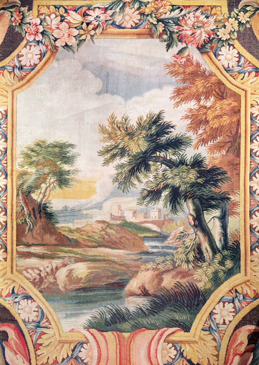 Detalj av ett landskap, Savonnerie Workshop (gobeläng) av French School