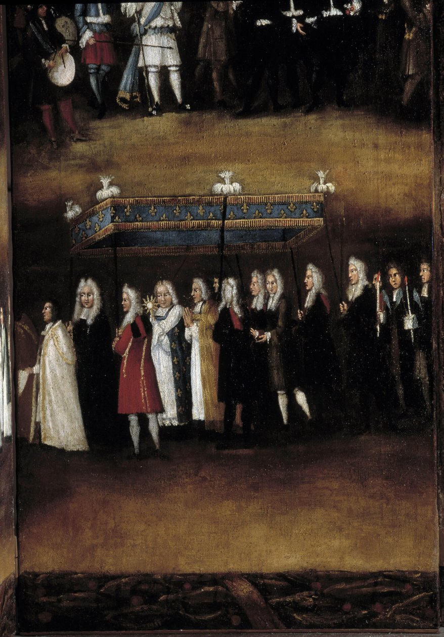 Detalj av en 1700-talsskärm som användes för Fete God (eller Fete of the Blessed Sacrament) av French School
