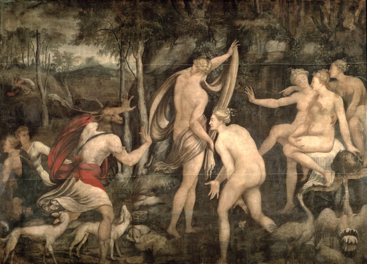 Diana och Actaeon, Fontainebleau-skolan, mitten av 1500-talet av French School