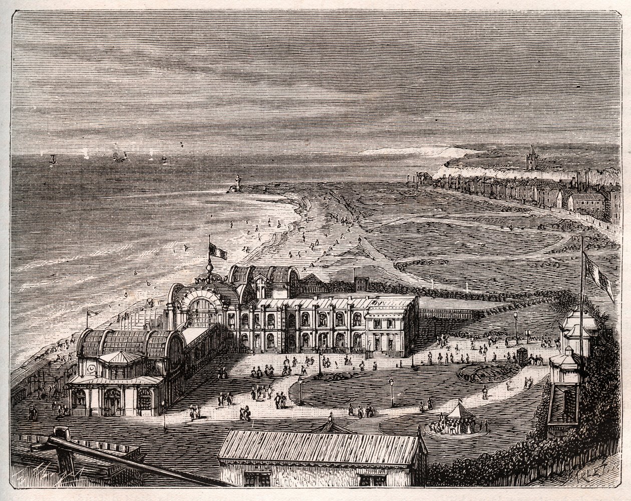 Dieppe - Normandie - gravyr i "La France illustrée: geografi, historia, statistisk administration" av V.A. Malt-Brown. 1884 av French School