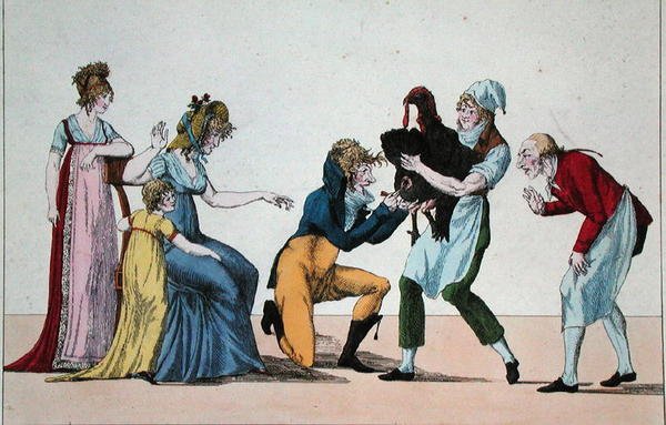 Dindonnade eller The Rival of the Vaccine, c.1800 (färgad gravyr) av French School