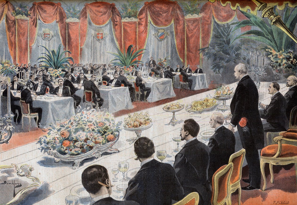 Middag för ledare för fransk handel och industri på Paris Bourse av French School