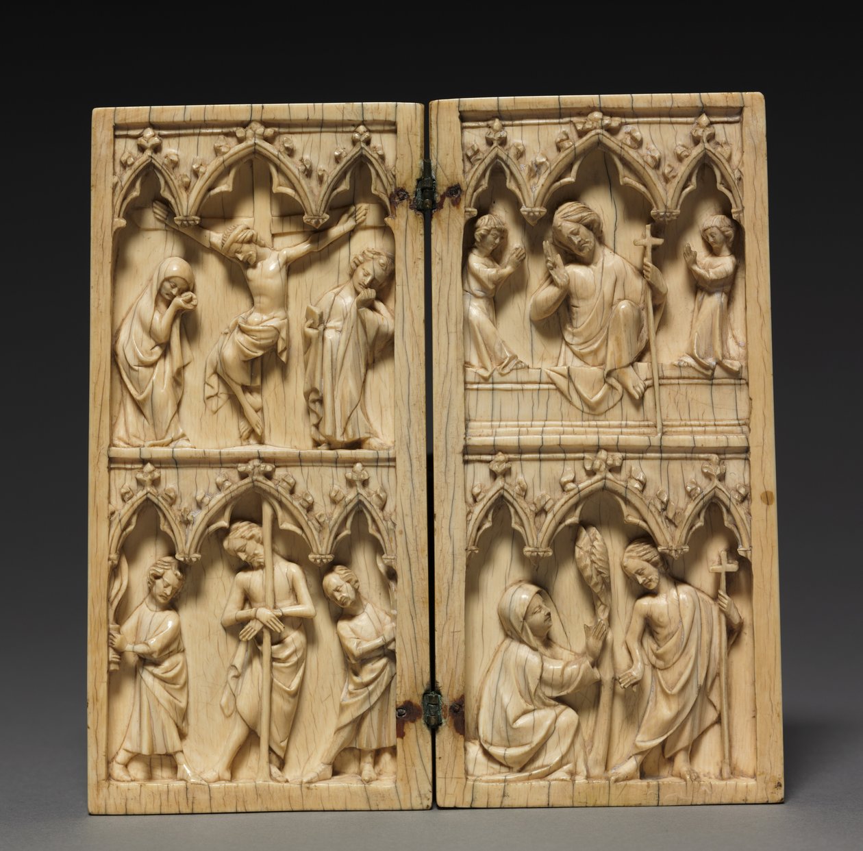 Diptyk: Scener från Kristi lidande och livet efter detta, ca 1330-1350 av French School