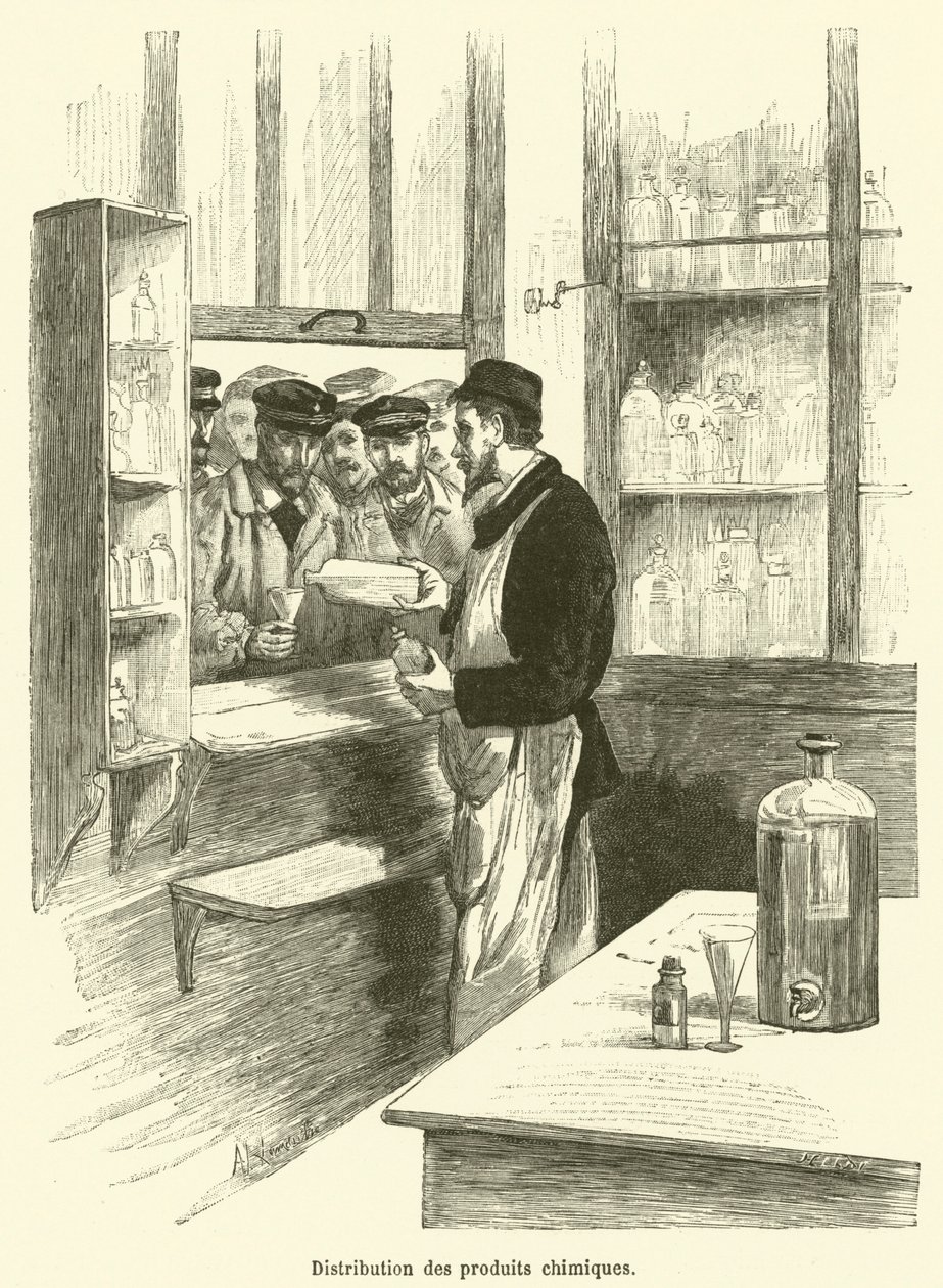 Distribution av kemiska produkter (gravyr) av French School